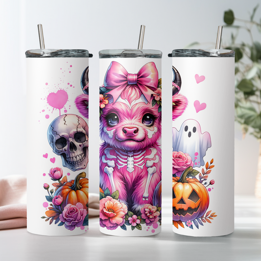 Pink Highland Cow Halloween 20oz Tumbler