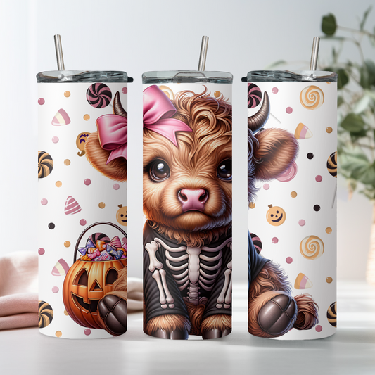 Skelly Halloween Highland Cow 20oz Tumbler