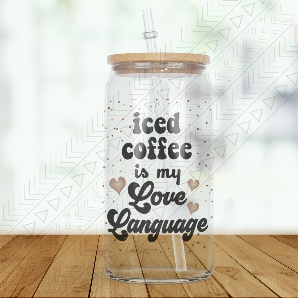 Iced Coffee Love Clear Glass Glass Can