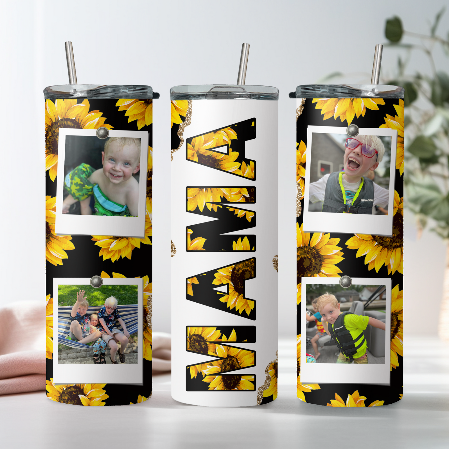 Sunflower Mama 20oz Stainless Steel Photo Tumbler (Please Read Description)